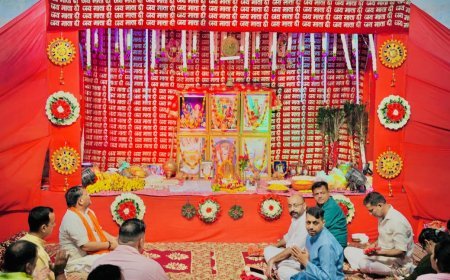 श्री नीलकंठ धाम में माता की चौकी, भक्ति में डूबे श्रद्धालु