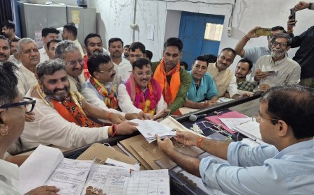 भाजपा प्रत्याशी संदीप अरोड़ा ने दलबल के साथ दाखिल किया नामांकन, विशाल जुलूस में उमड़ा जनसमर्थन